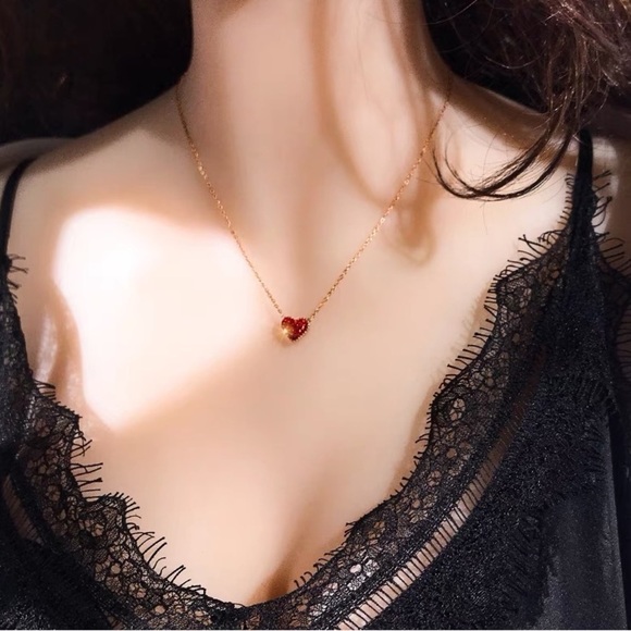 💎❤️ BOGO‼️❤️ heart shaped necklace rose gold plated titanium valentine - Picture 4 of 6